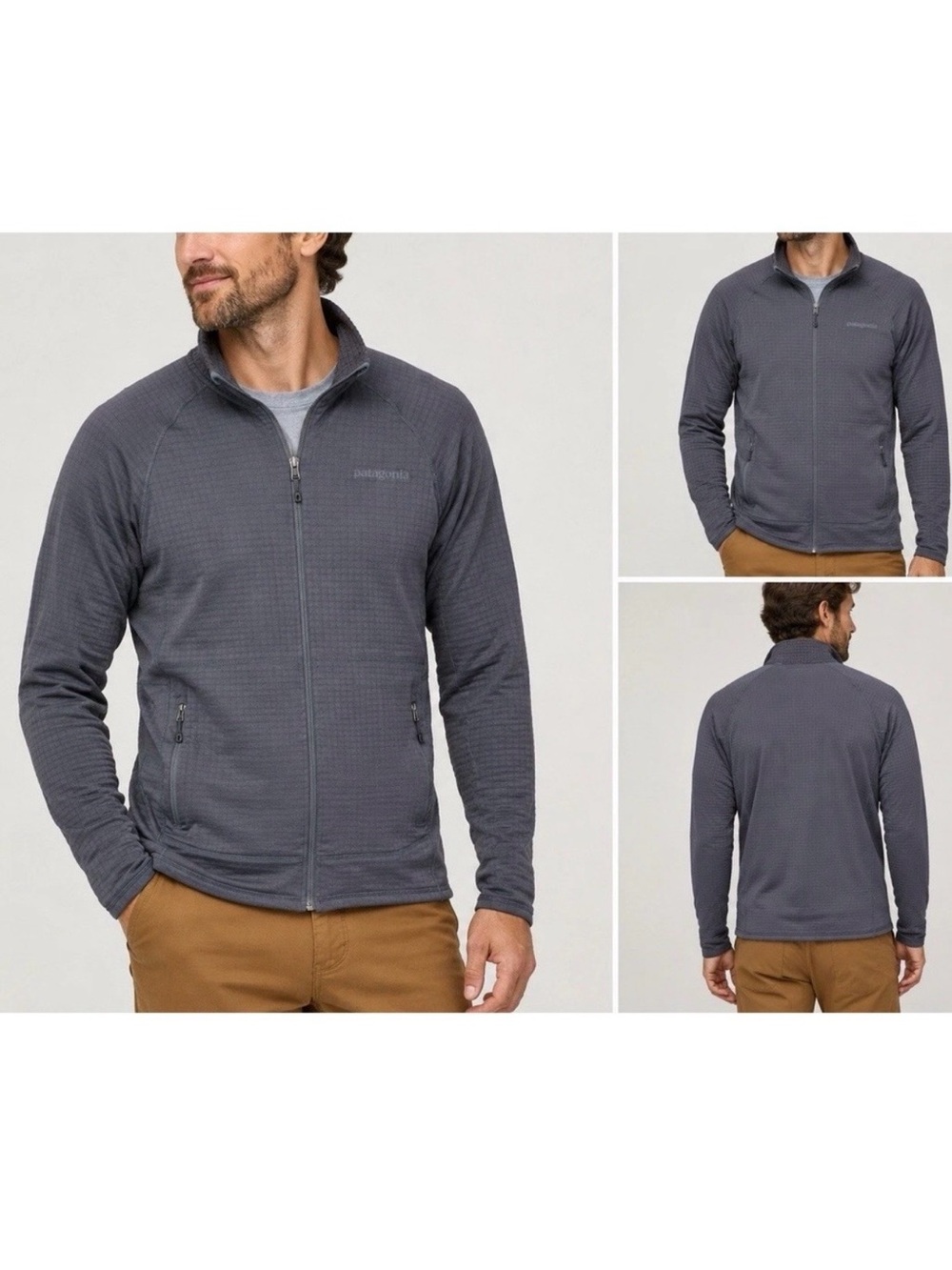 Patagonia R1 Fleece Quarter Zip Pullover Charcoal Gray Polartec Power Grid, Sz L - Picture 12 of 12